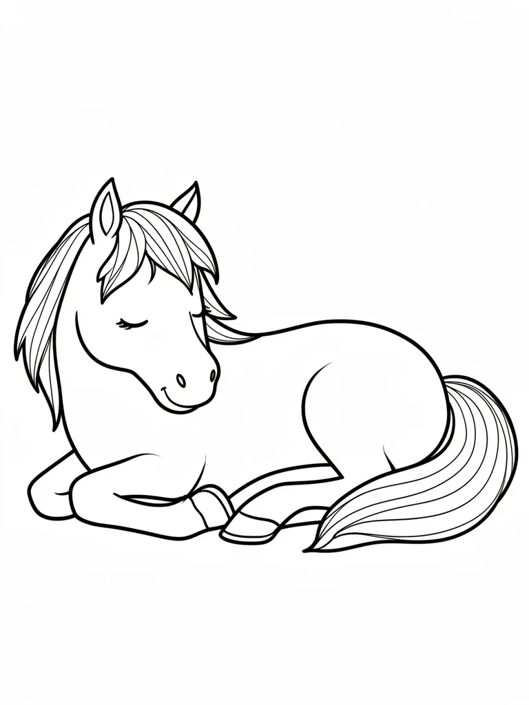 Coloriage Cheval qui dort à imprimer