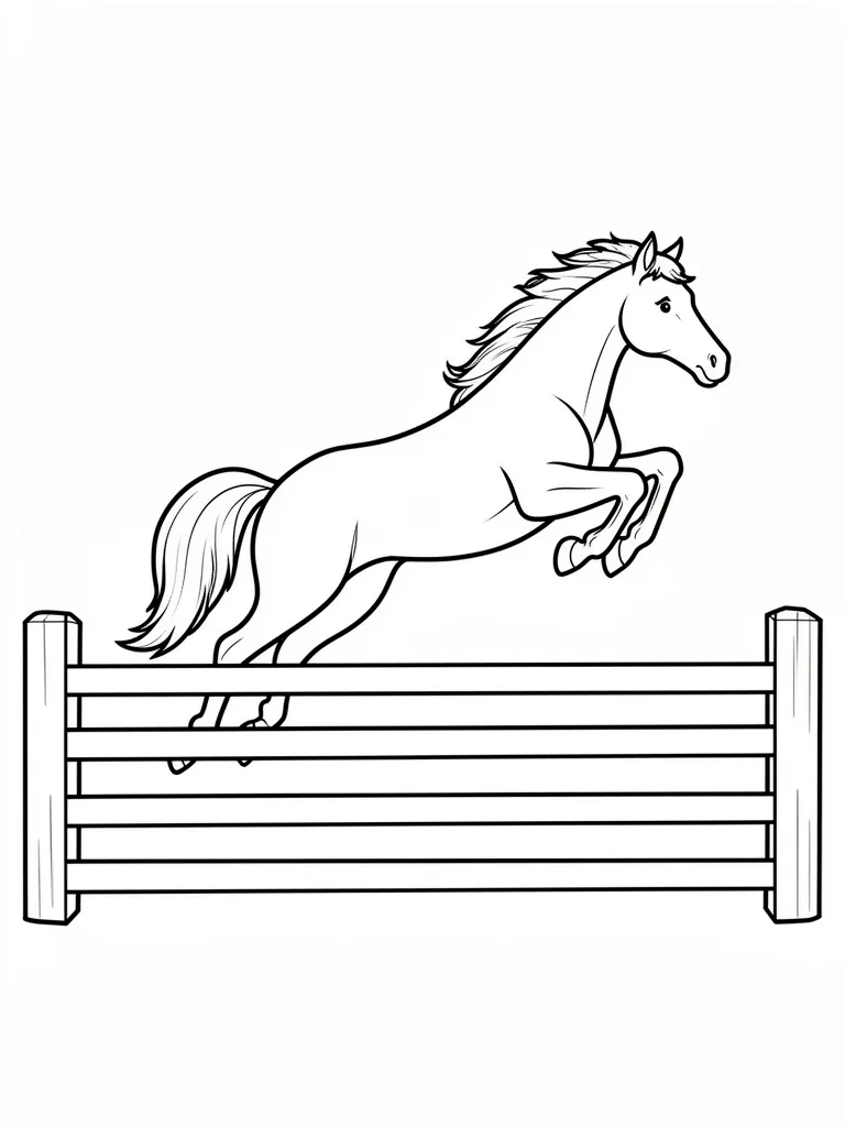 Coloriage Cheval qui saute un obstacle – coloriage à imprimer gratuit
