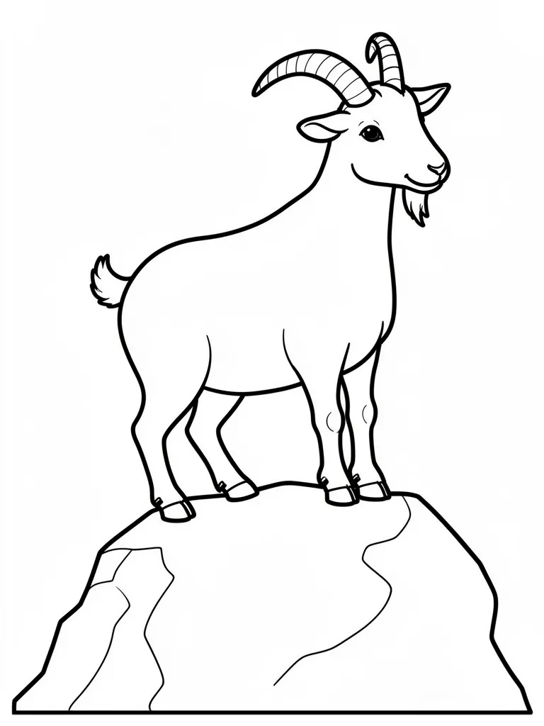 Coloriage Chèvre sur un rocher facile à imprimer