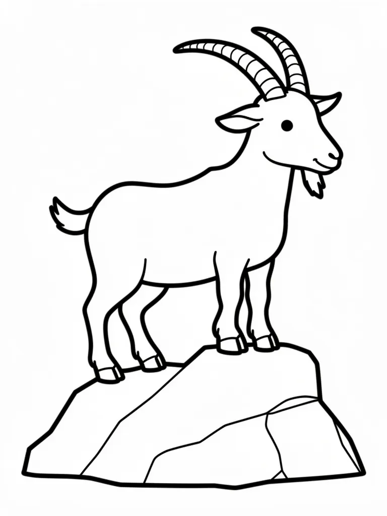 Coloriage Chèvre sur un rocher pour maternelle à imprimer