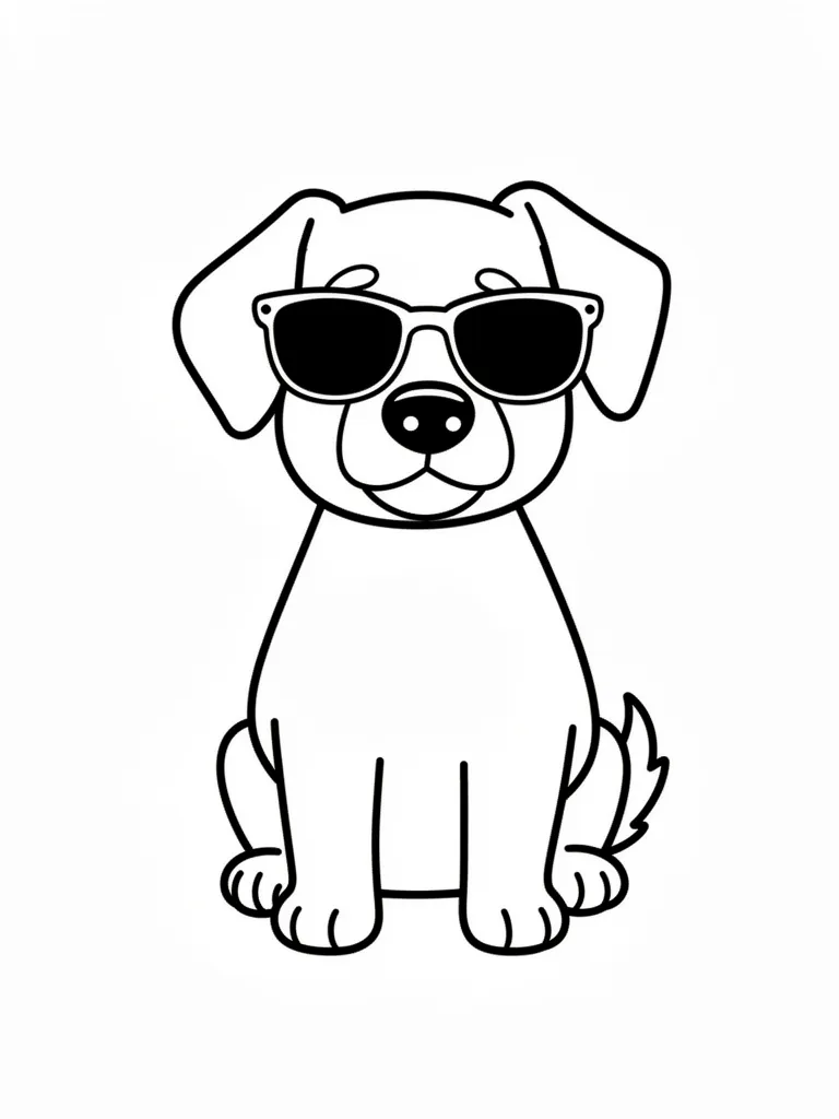 Coloriage Chien avec des lunettes de soleil à imprimer