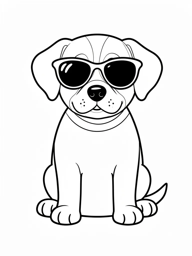 Coloriage Chien avec des lunettes de soleil détaillé à imprimer