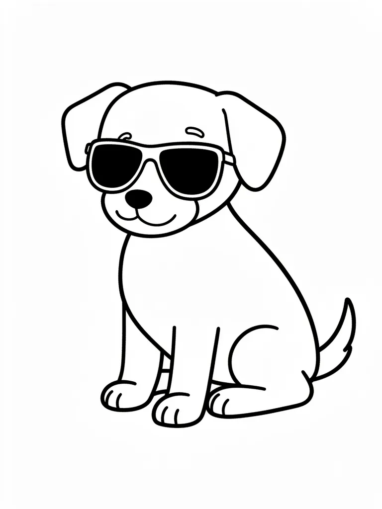Coloriage Chien avec des lunettes de soleil facile à imprimer
