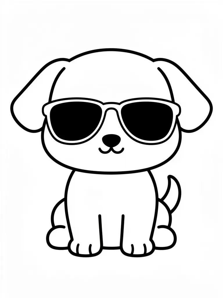 Coloriage Chien avec des lunettes de soleil kawaii à imprimer