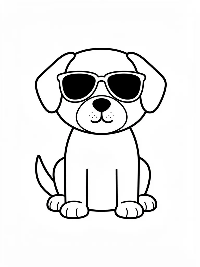 Coloriage Chien avec des lunettes de soleil pour maternelle à imprimer