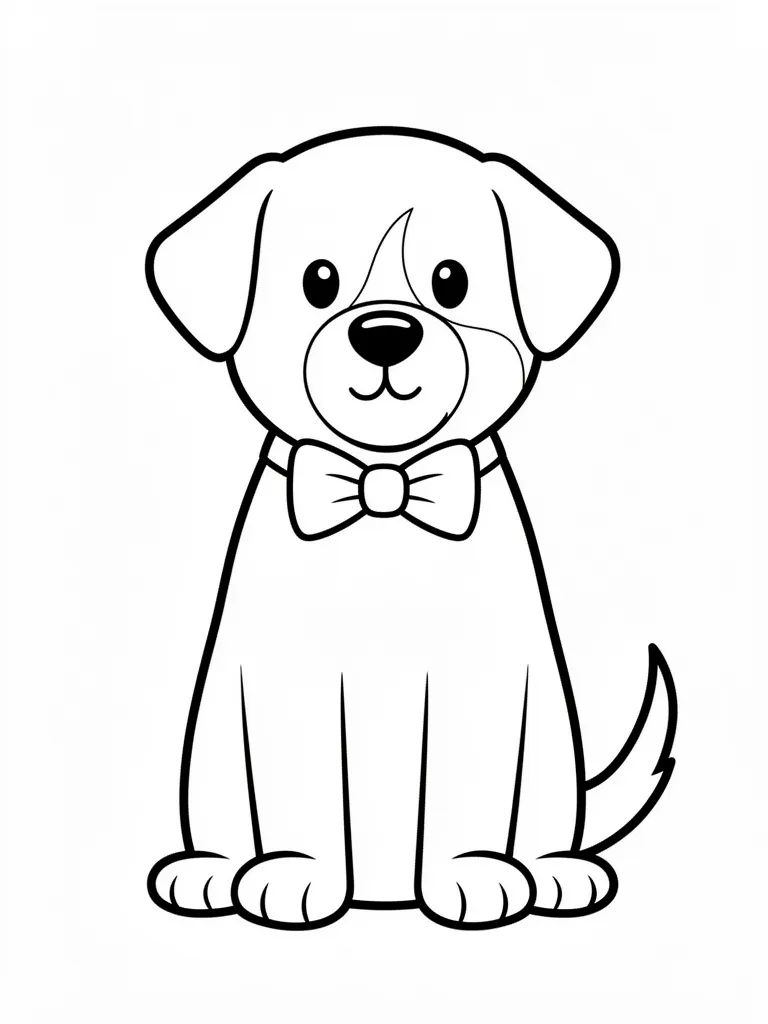 Coloriage Chien avec un nœud papillon à imprimer
