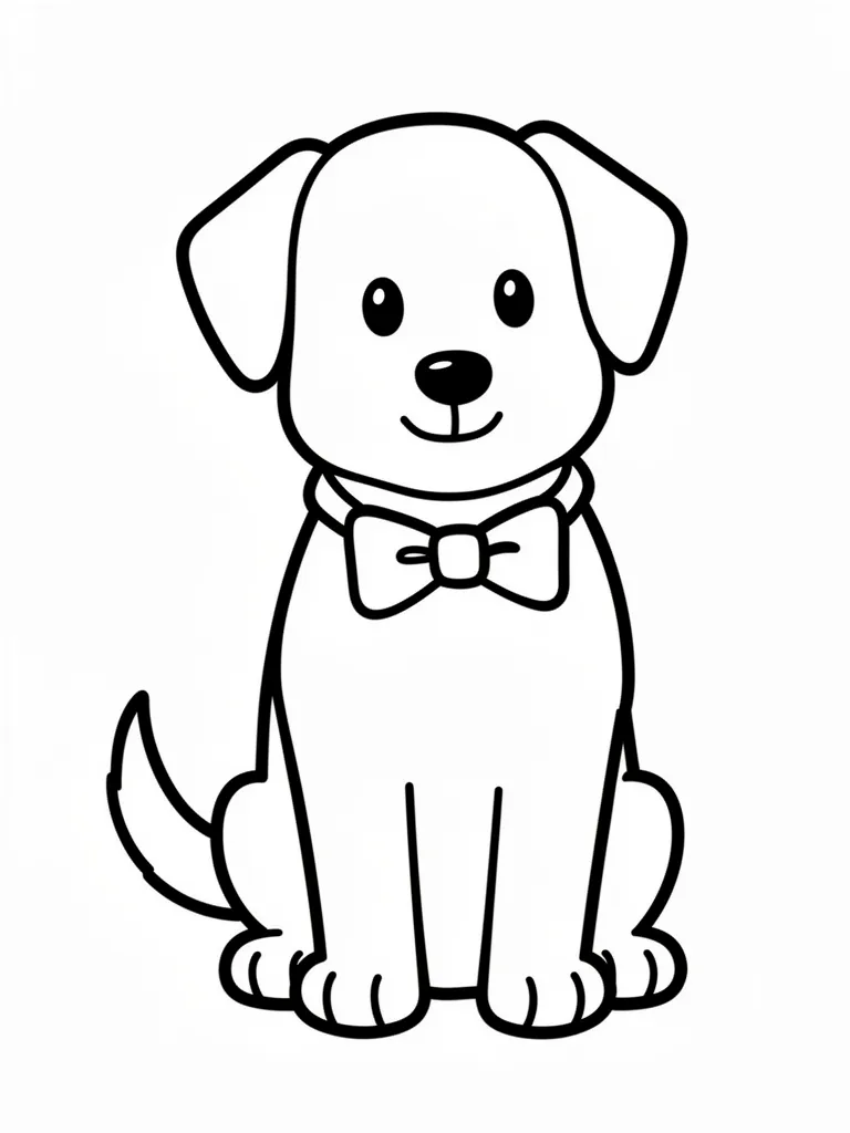 Coloriage Chien avec un nœud papillon facile à imprimer