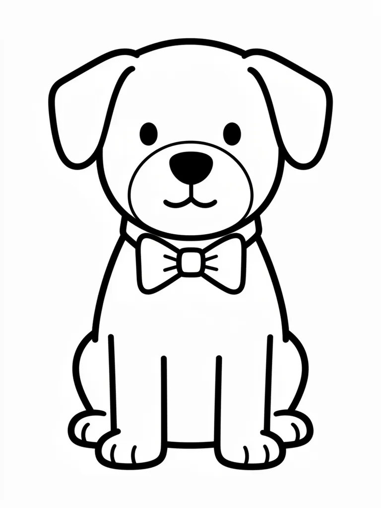 Coloriage Chien avec un nœud papillon pour maternelle à imprimer