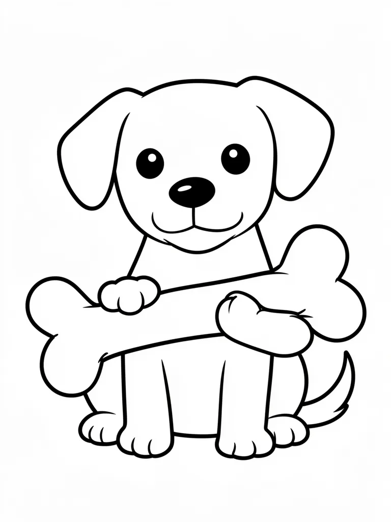 Coloriage Chien avec un os géant à imprimer