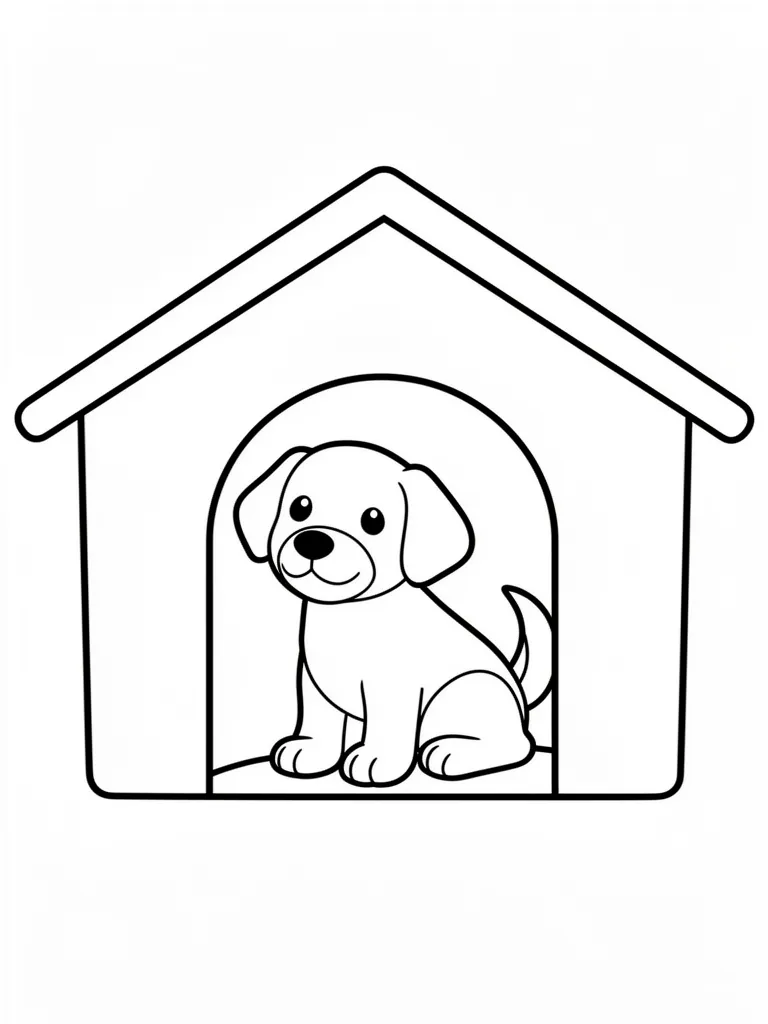 Coloriage Chien dans une cabane à imprimer