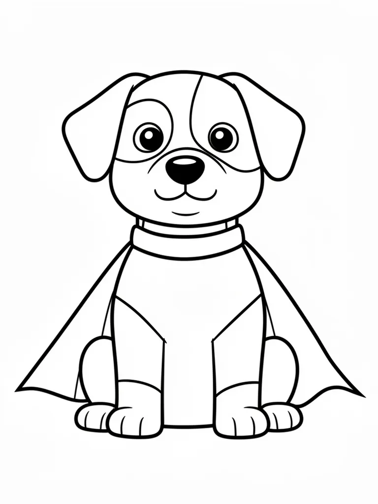 Coloriage Chien déguisé en super-héros facile à imprimer