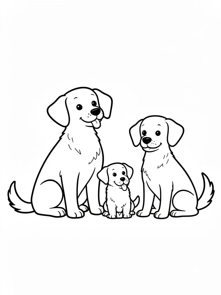 Coloriage Chien en famille à imprimer
