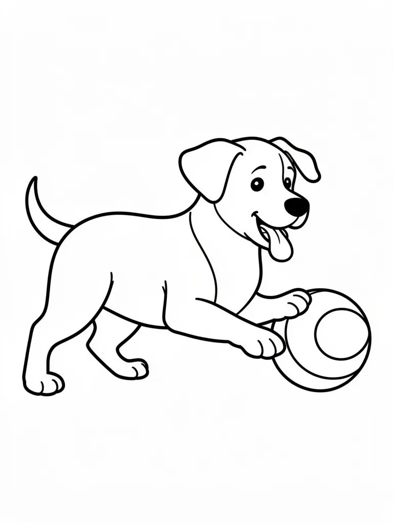 Coloriage Chien qui joue avec une balle à imprimer