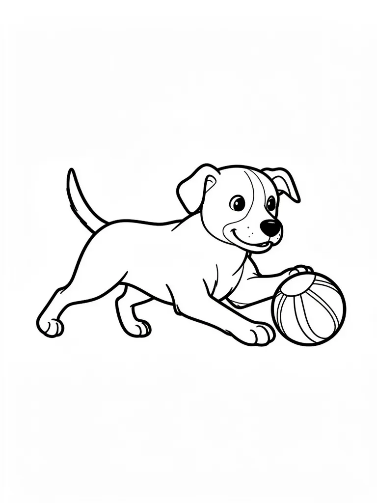 Coloriage Chien qui joue avec une balle détaillé à imprimer