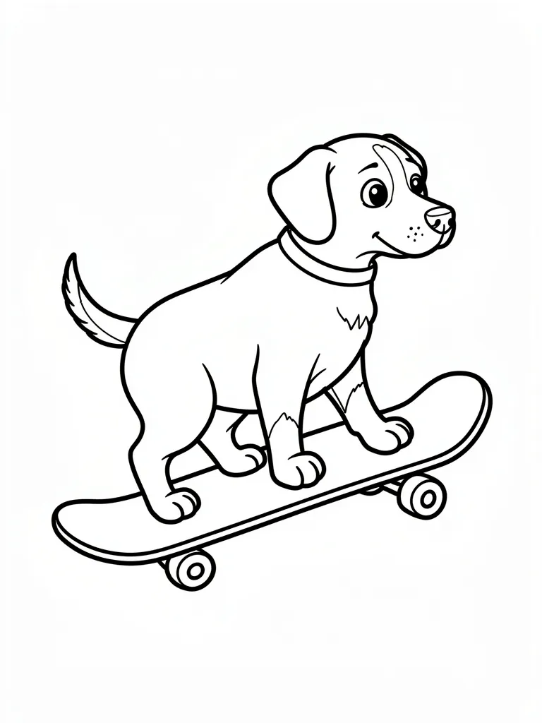 Coloriage Chien sur un skateboard détaillé à imprimer