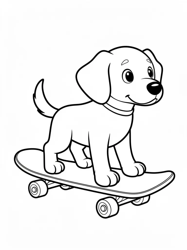 Coloriage Chien sur un skateboard à imprimer