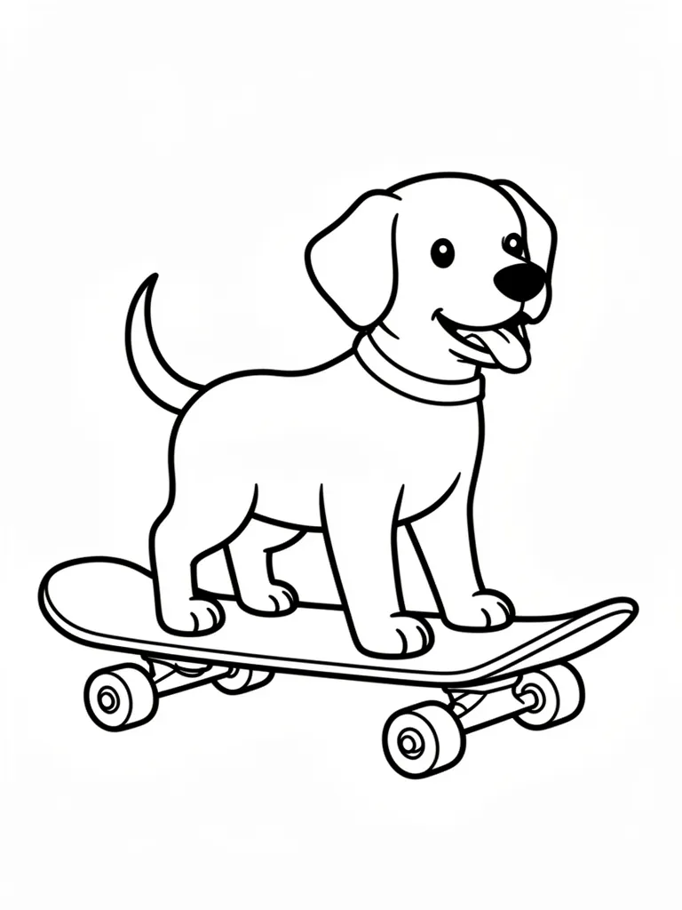 Coloriage Chien sur un skateboard facile à imprimer