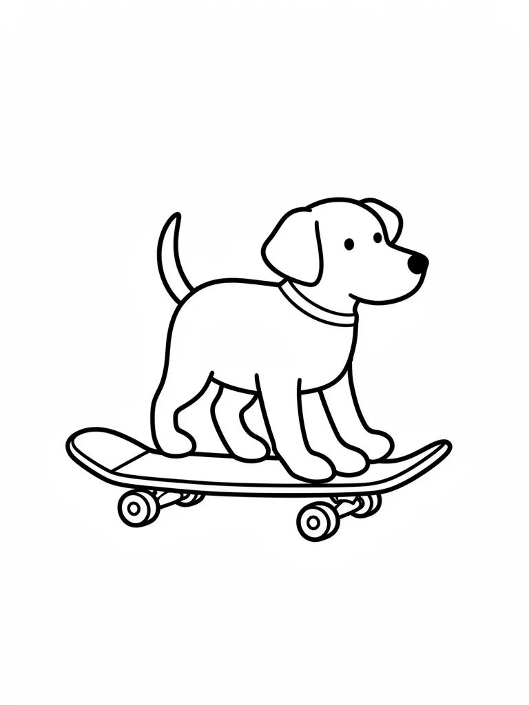 Coloriage Chien sur un skateboard pour maternelle à imprimer
