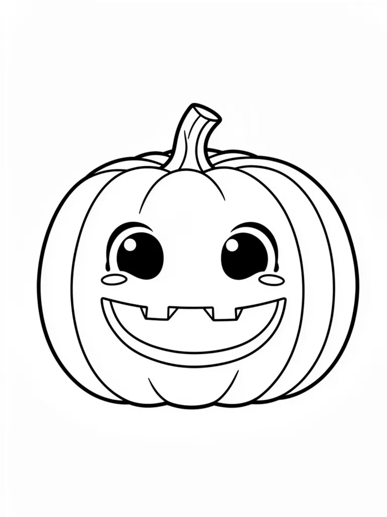 Coloriage Citrouille sculptée Halloween kawaii à imprimer