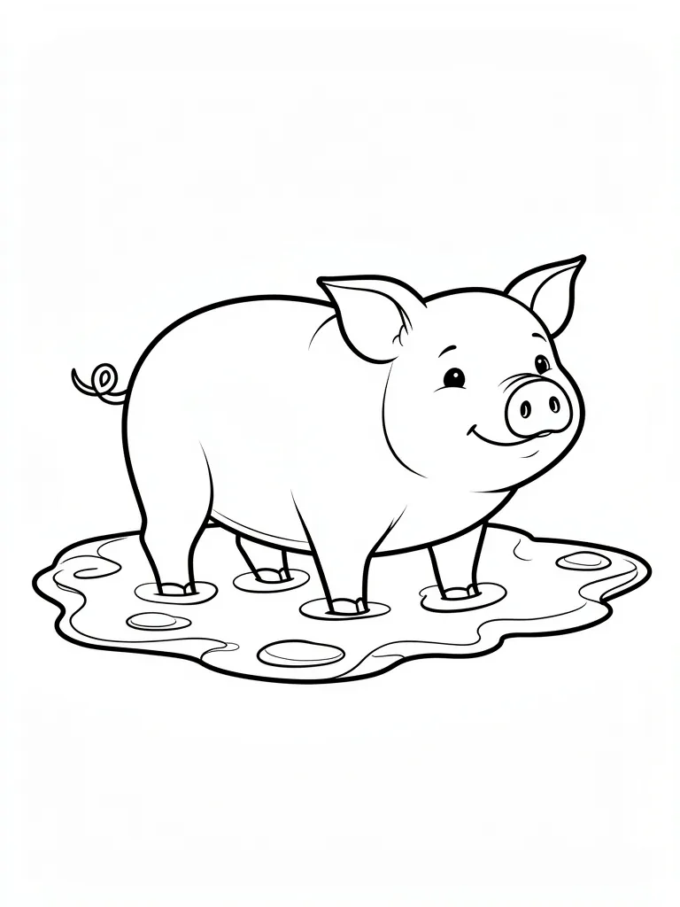 Coloriage Cochon dans la boue à imprimer