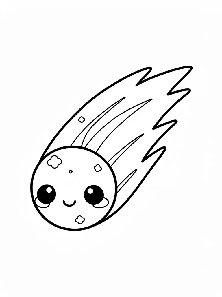 Coloriage Comète dans le ciel kawaii à imprimer