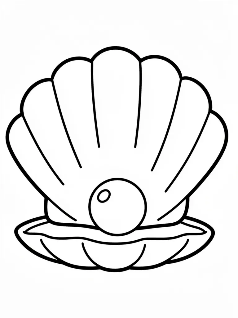 Coloriage Coquillage et perle kawaii – coloriage à imprimer gratuit