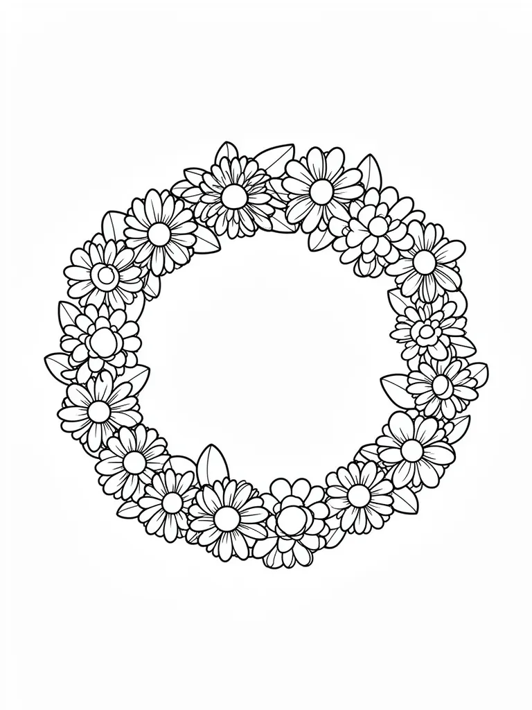 Coloriage Couronne de fleurs détaillé à imprimer