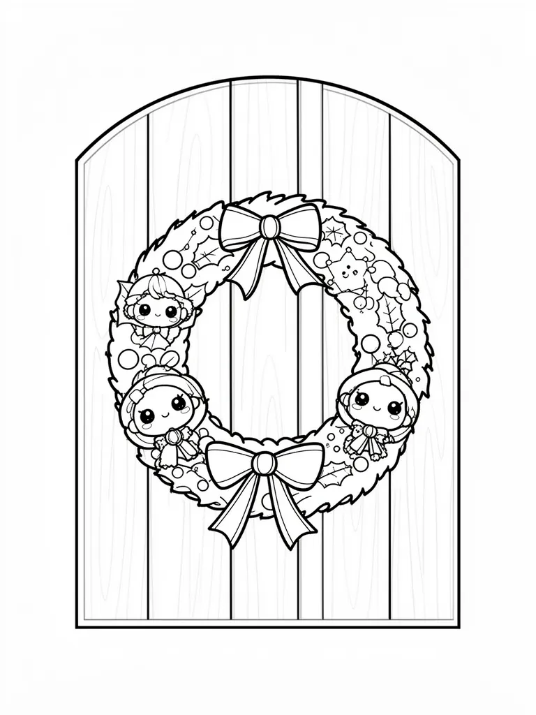 Coloriage Couronne sur une porte kawaii à imprimer