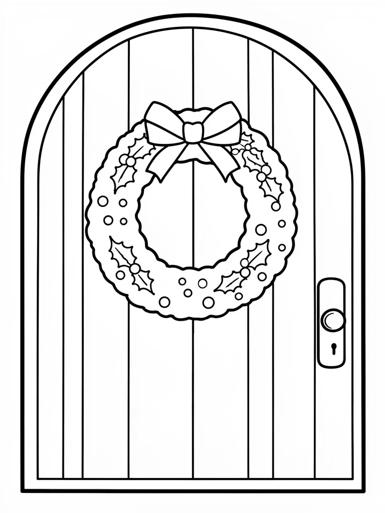 Coloriage Couronne sur une porte pour maternelle à imprimer
