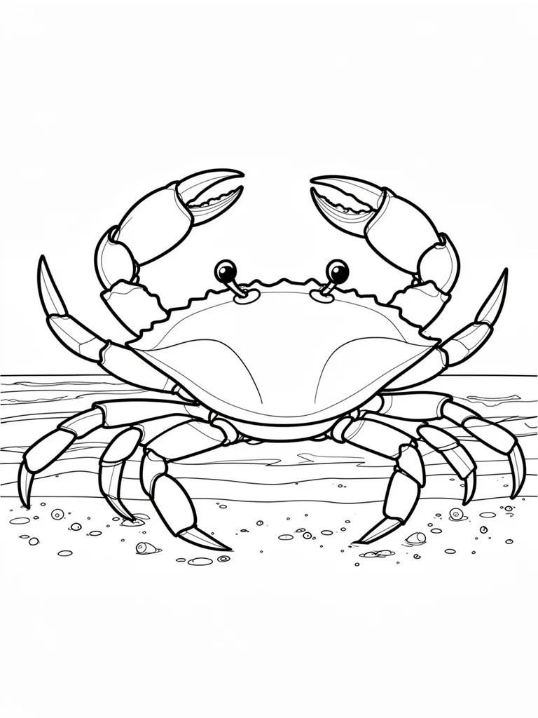 Coloriage Crabe sur la plage détaillé à imprimer