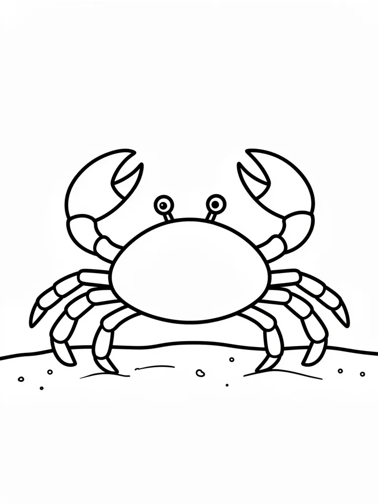 Coloriage Crabe sur la plage pour maternelle à imprimer