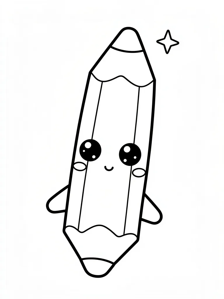 Coloriage Crayon magique kawaii à imprimer