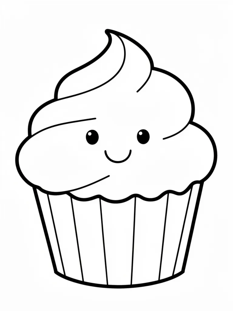 Coloriage Cupcake souriant à imprimer