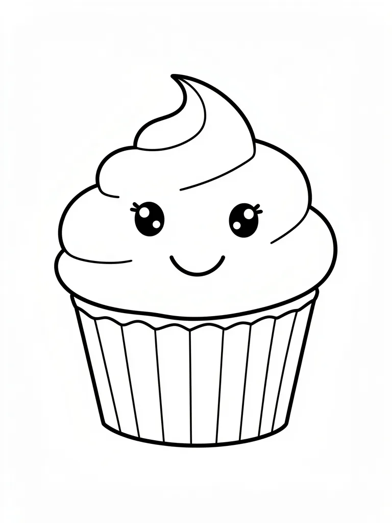 Coloriage Cupcake souriant facile à imprimer