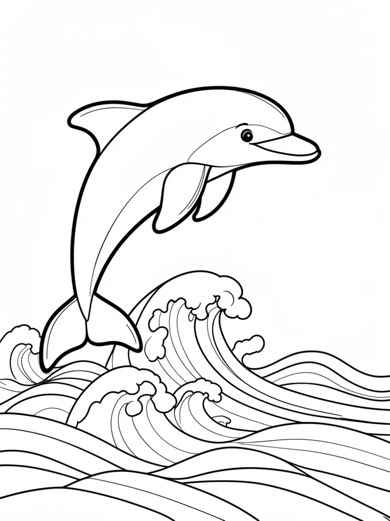 Coloriage Dauphin qui saute à imprimer