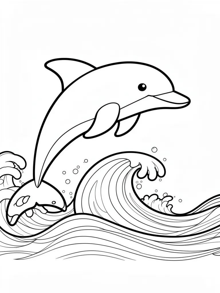 Coloriage Dauphin qui saute détaillé à imprimer