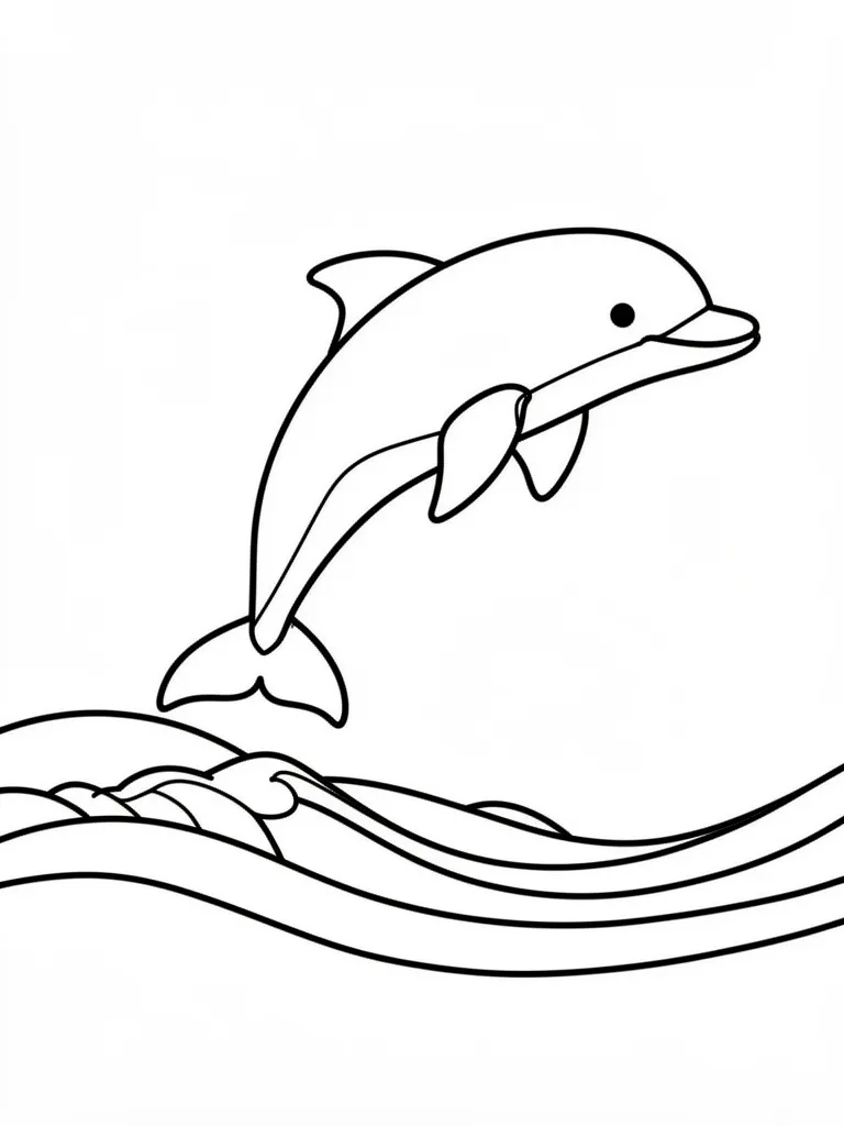 Coloriage Dauphin qui saute pour maternelle à imprimer