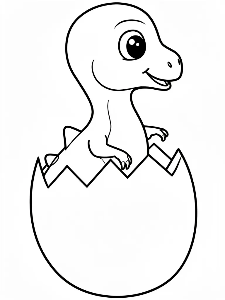Coloriage Dinosaure bébé dinosaure dans un œuf à imprimer