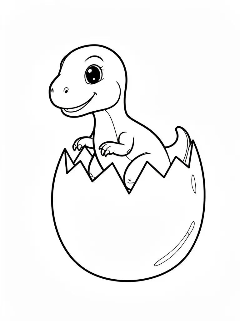 Coloriage Dinosaure bébé dinosaure dans un œuf détaillé à imprimer