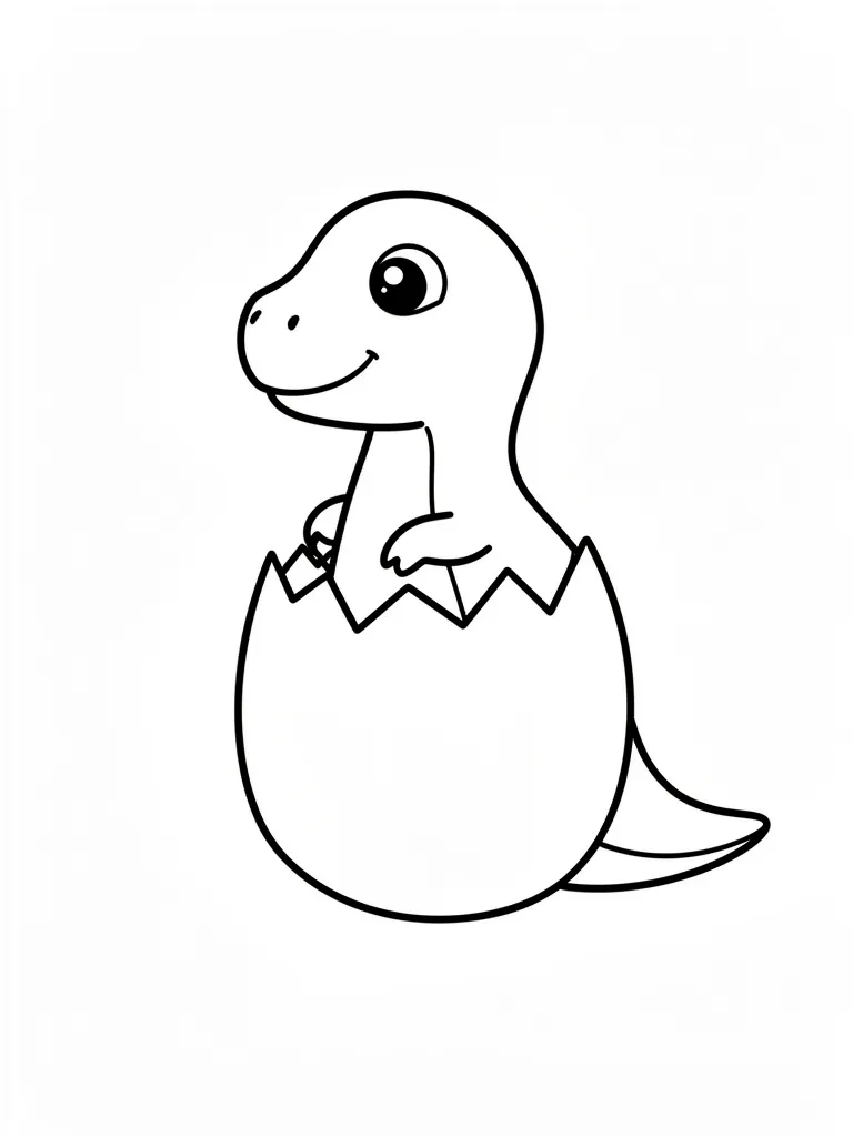 Coloriage Dinosaure bébé dinosaure dans un œuf facile à imprimer