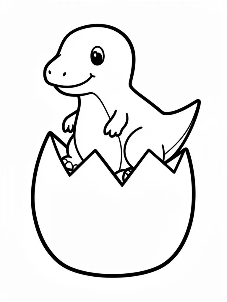 Coloriage Dinosaure bébé dinosaure dans un œuf pour maternelle à imprimer