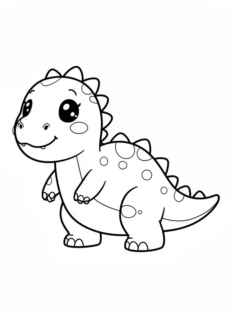 Coloriage Dinosaure dinosaure mignon kawaii détaillé – coloriage à imprimer gratuit