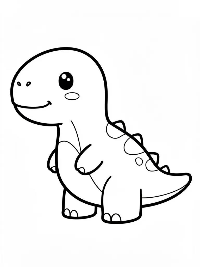 Coloriage Dinosaure dinosaure mignon kawaii facile – coloriage à imprimer gratuit
