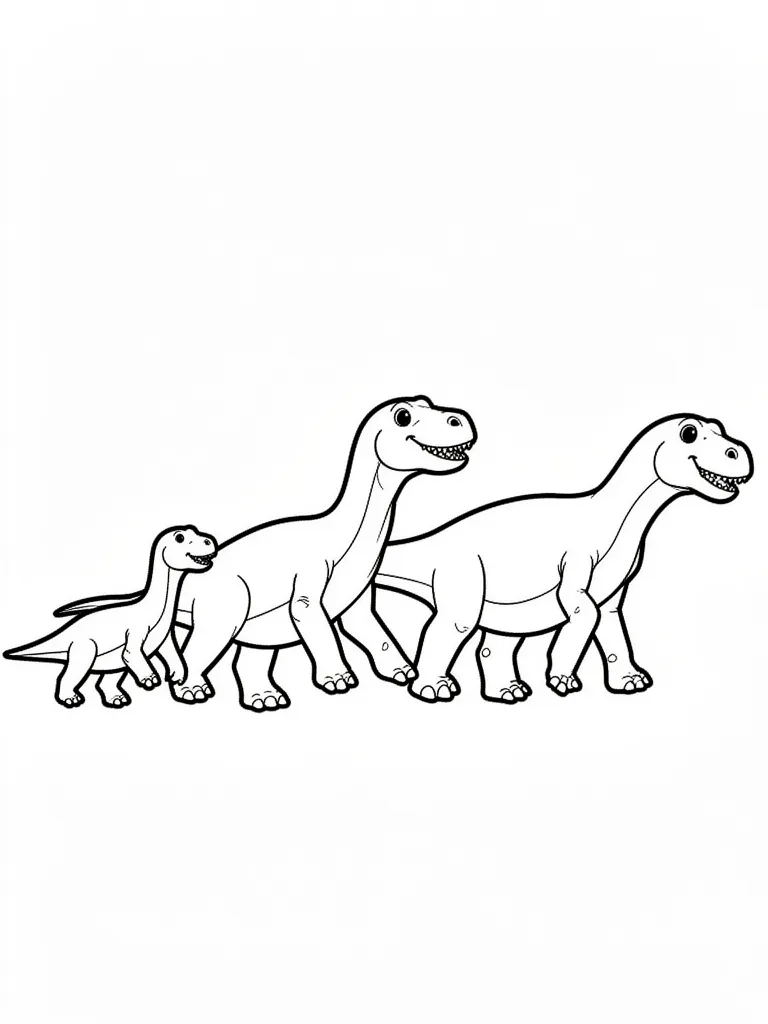 Coloriage Dinosaure famille de dinosaures à imprimer