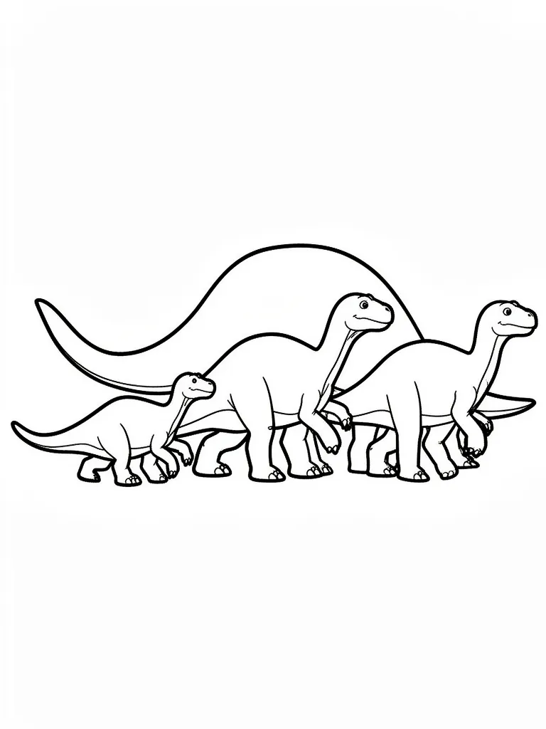 Coloriage Dinosaure famille de dinosaures facile à imprimer