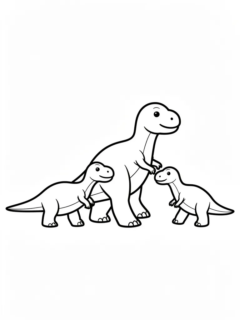 Coloriage Dinosaure famille de dinosaures pour maternelle à imprimer