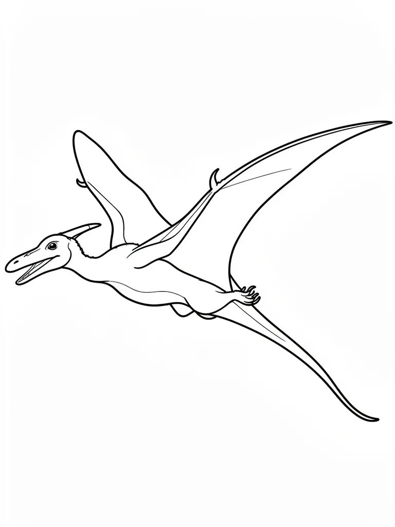 Coloriage Dinosaure ptérodactyle qui vole détaillé à imprimer
