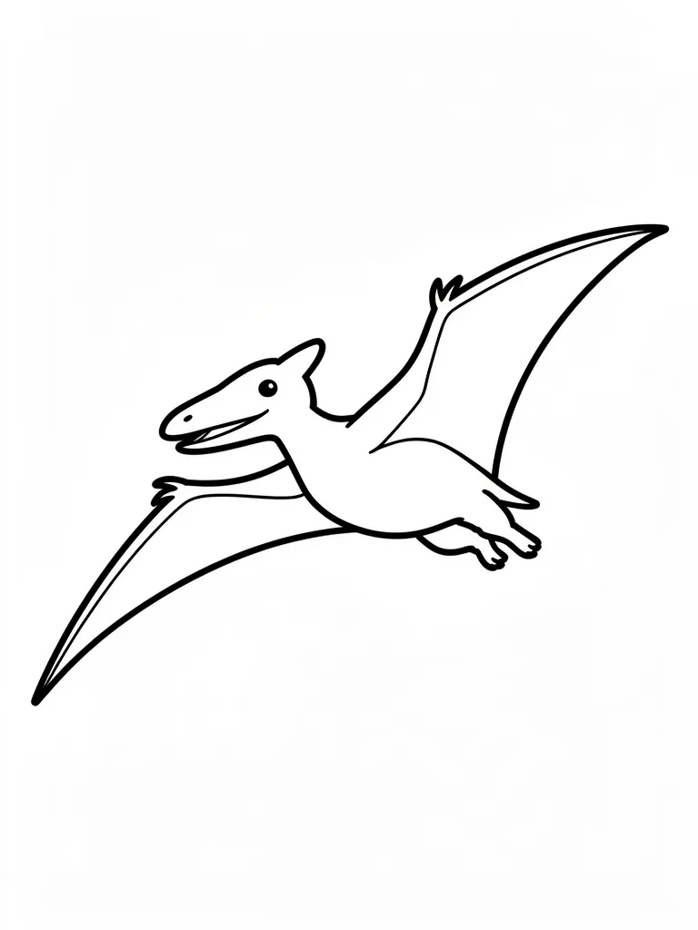 Coloriage Dinosaure ptérodactyle qui vole pour maternelle à imprimer
