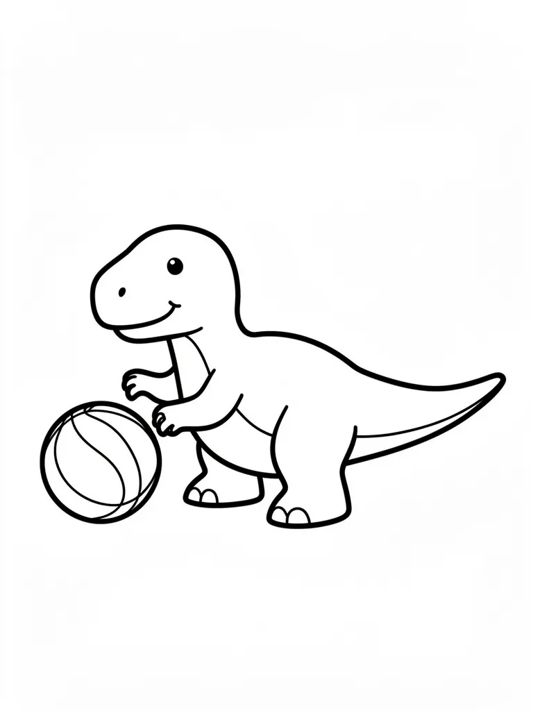 Coloriage Dinosaure qui joue avec un ballon pour maternelle – coloriage à imprimer gratuit