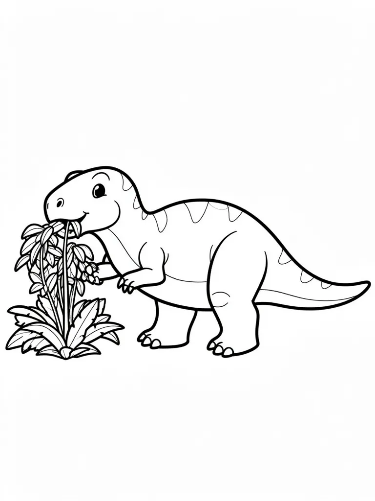 Coloriage Dinosaure qui mange des plantes à imprimer